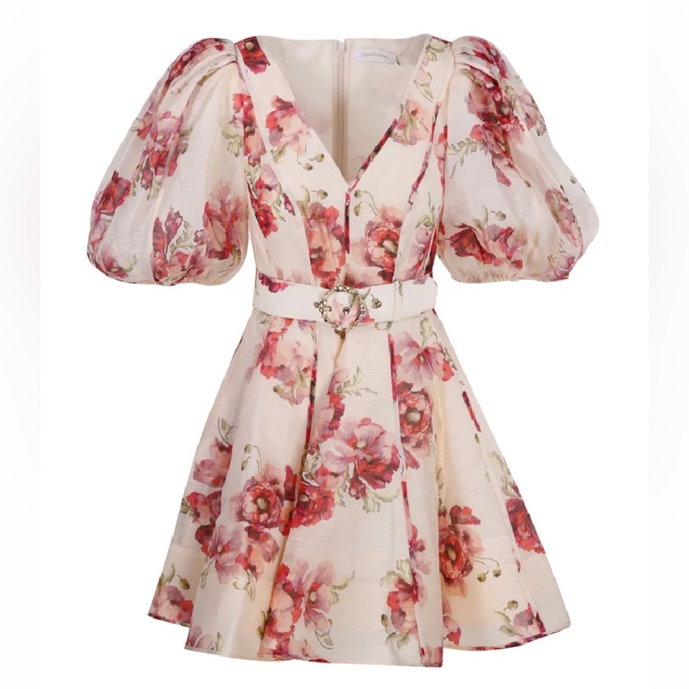 Zimmermann Floral Puff Sleeve Dress Size 2